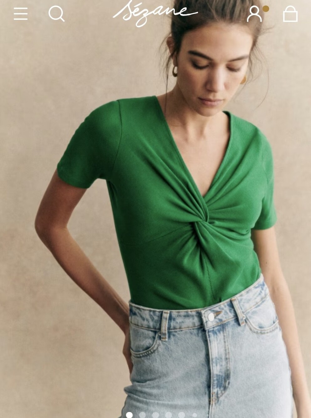 Sezane Maia T Shirt Green XS NWOT